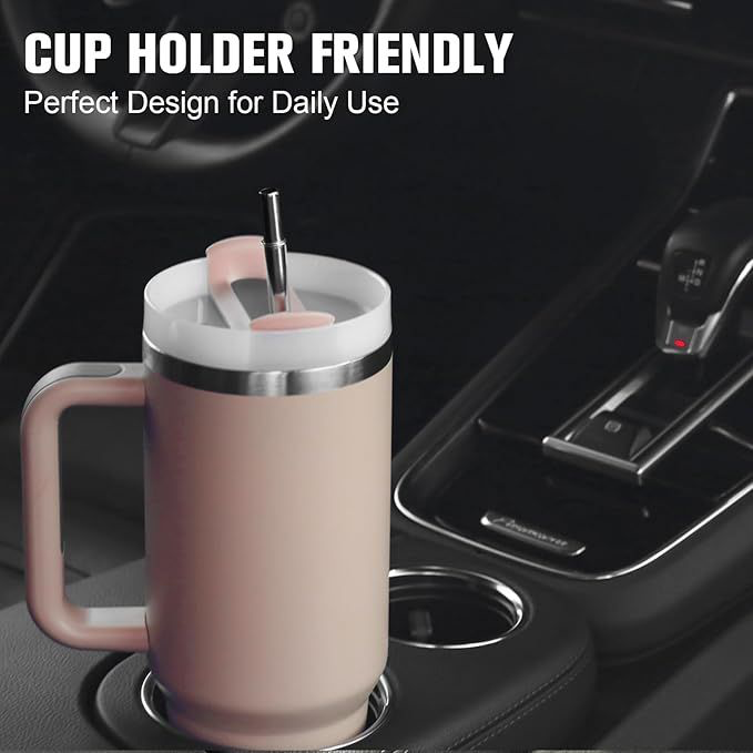 40oz Tumbler with Handle Insulated Stainless Steel